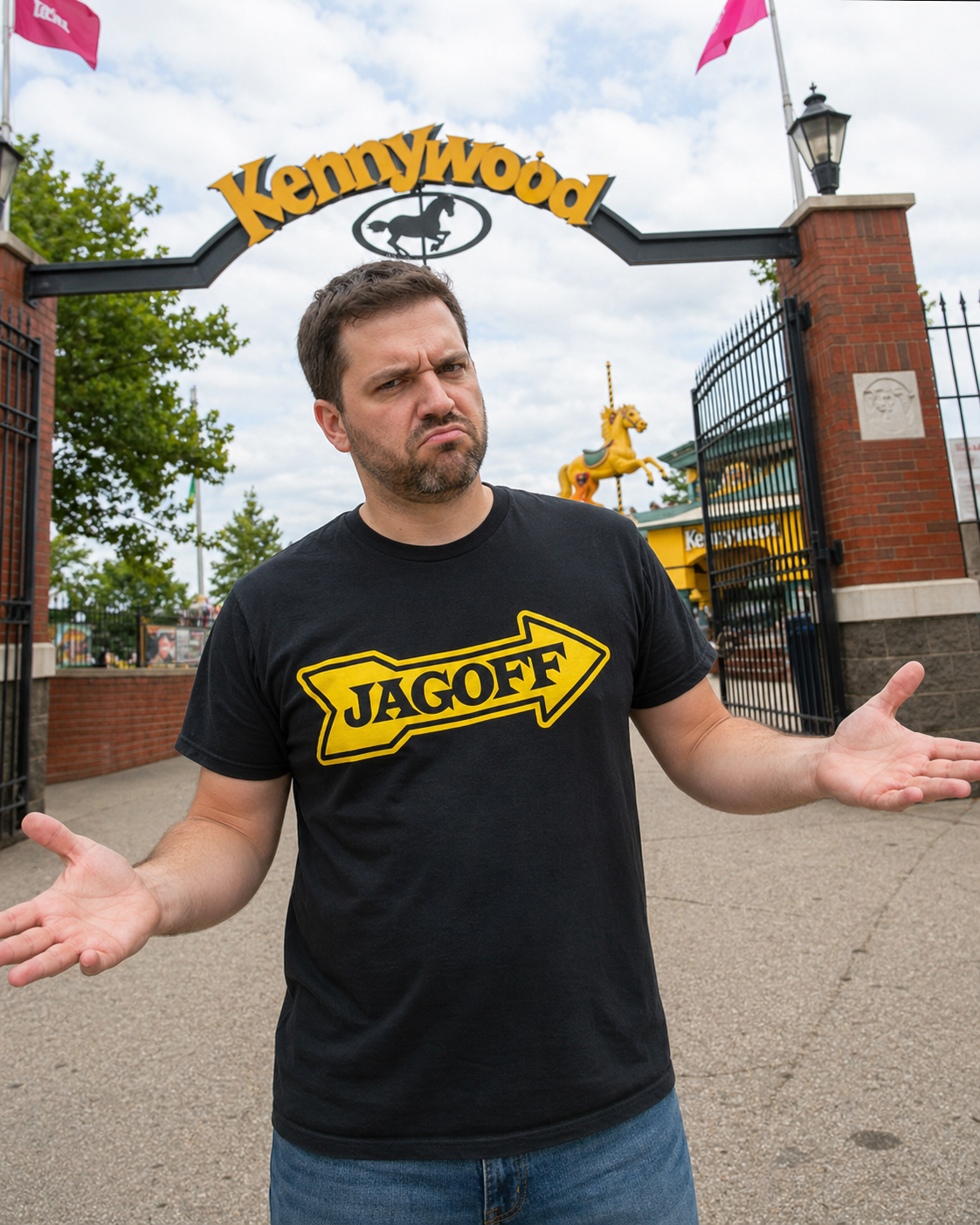 Jagoff Kennywood Sign Parody T-Shirt | Pittsburghese Yinzer Shirt | Funny Pittsburgh Tee | Steel City Humor | Jagoff Gift