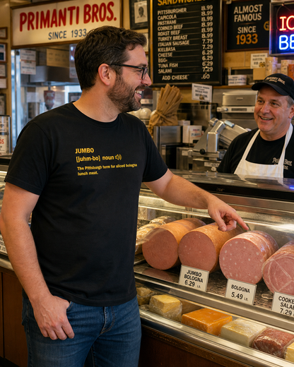 Jumbo Definition T-Shirt | Pittsburghese Shirt | Funny Pittsburgh Bologna Tee | Yinzer Food Slang Gift