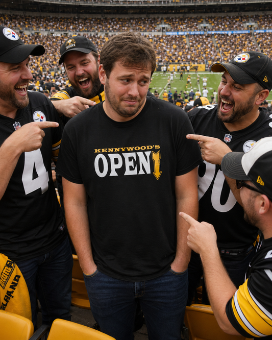 Kennywoods Open Shirt | Funny Pittsburghese Tee | Yinzer Slang Zippers Down Joke | Pittsburgh Humor