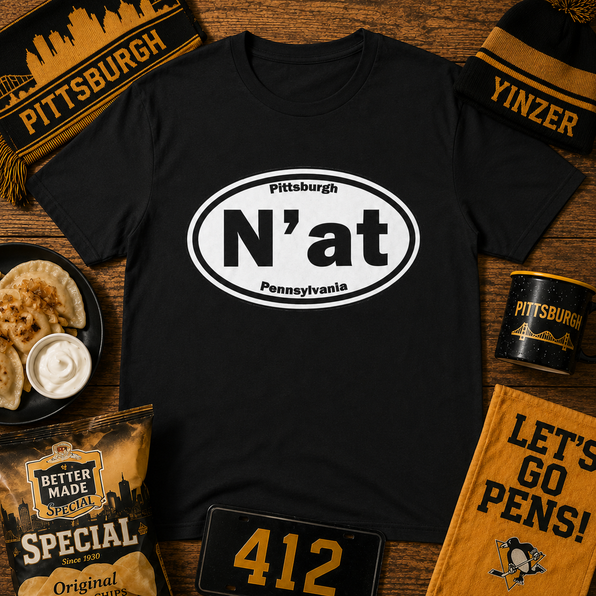 N'At Shirt | Pittsburghese T-Shirt | Yinzer Slang Tee | Pittsburgh Pride Graphic Tee | Steel City Humor