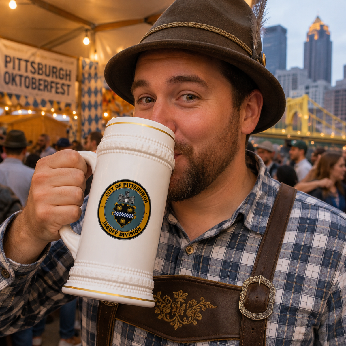 Jagoff Division, Beer Stein, Pittsburgh Parody City Emblem, Mug Yinzer Gift, Jagoff, Pittsburghese Joke Steel City Barware
