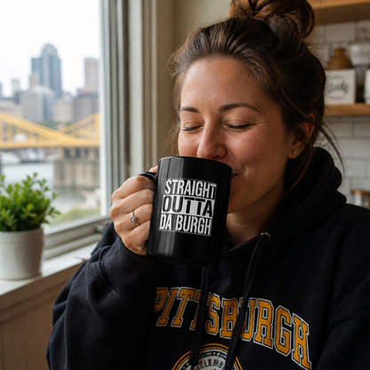 Straight Outta Da Burgh Coffee Mug | Pittsburgh Mug 15oz | Yinzer PGH Gift | Steel City Pride Cup | Funny Hometown Coffee Mug