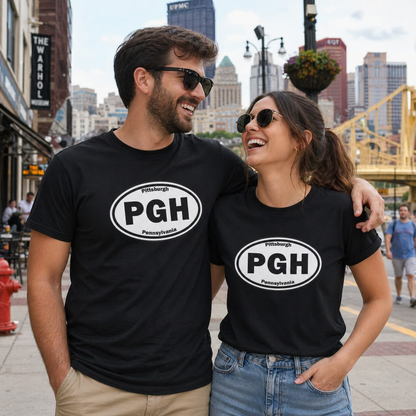 PGH Pittsburgh T-Shirt Oval Logo Front | Steel City Tee | Pittsburgh Pride Shirt | Pennsylvania Graphic Tee | PGH Gift