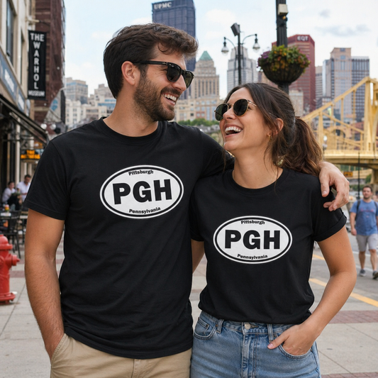 PGH Pittsburgh T-Shirt Oval Logo Front | Steel City Tee | Pittsburgh Pride Shirt | Pennsylvania Graphic Tee | PGH Gift