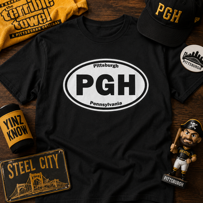 PGH Pittsburgh T-Shirt Oval Logo Front | Steel City Tee | Pittsburgh Pride Shirt | Pennsylvania Graphic Tee | PGH Gift