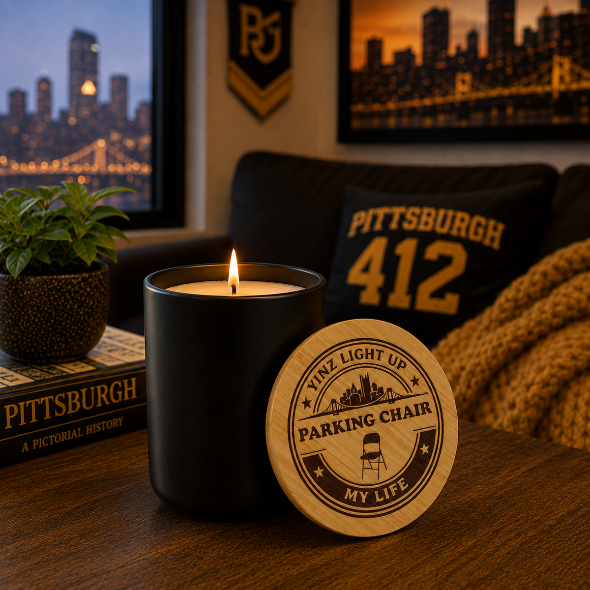 Pittsburgh Parking Chair Candle, Funny Pittsburgh Gift, 14oz Soy Candle, Yinzer Gift, Pittsburghese Home Decor, Conversation Starter Candle