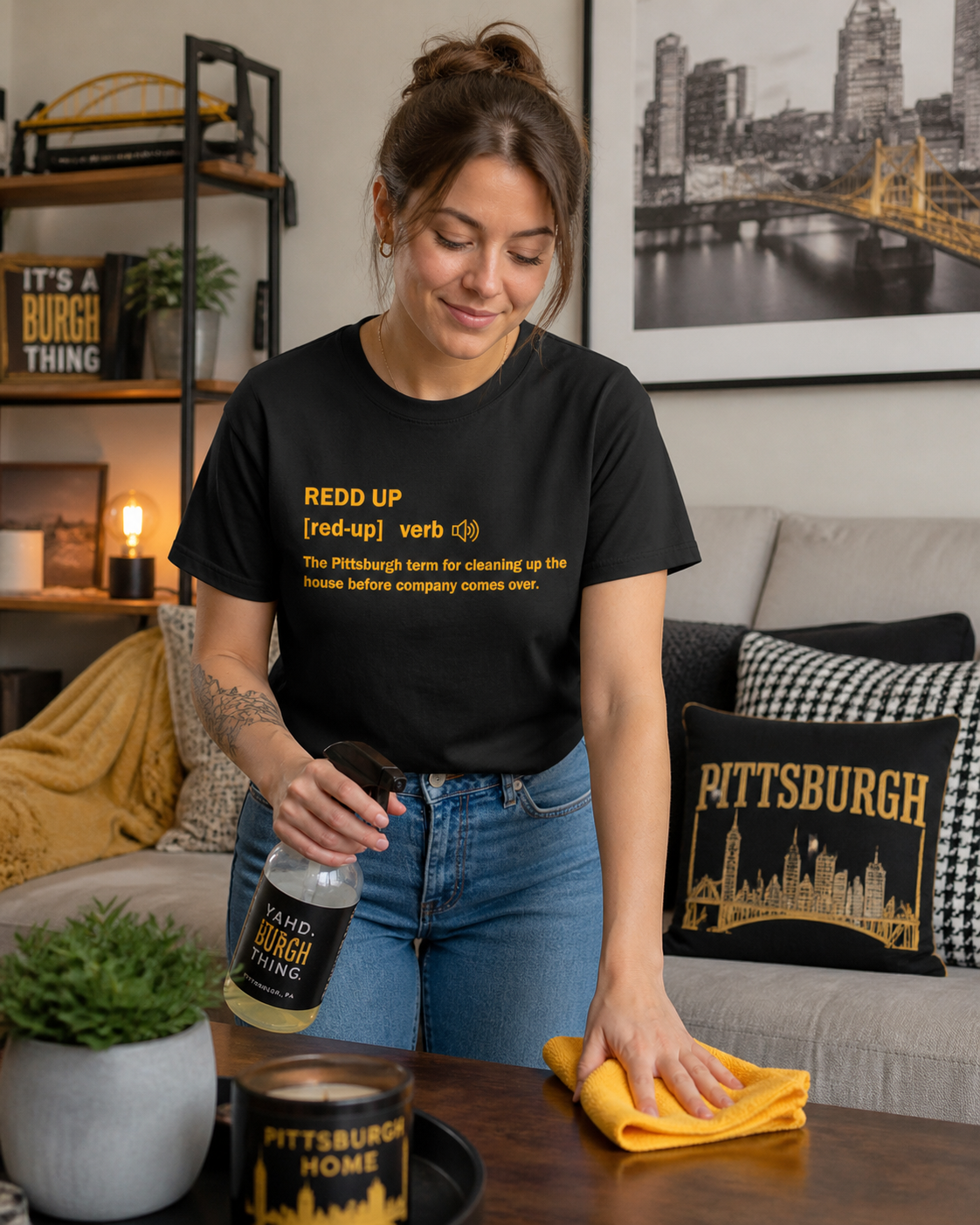 Redd Up Definition T-Shirt | Pittsburghese Shirt | Funny Yinzer Slang Tee | Pittsburgh Cleaning Up Gift