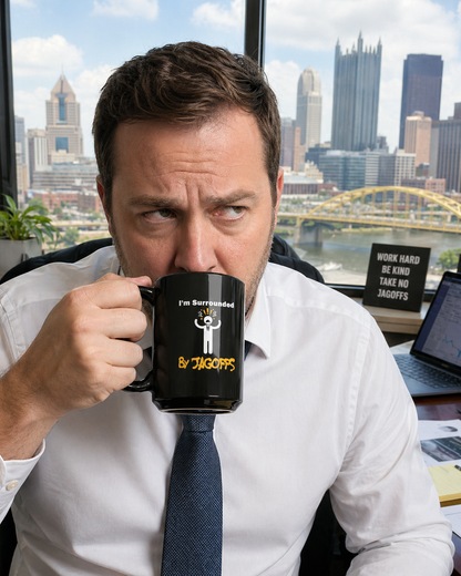Im Surrounded by Jagoffs Coffee Mug, Funny Pittsburghese Mug, Yinzer Humor Gift, Pittsburgh Slang Cup, Jagoff Mug for Coworker