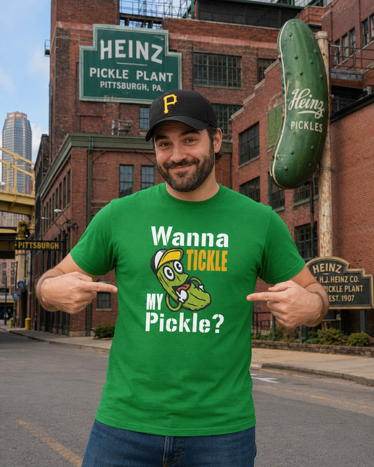 Wanna Tickle My Pickle Shirt  Black & Gold Pittsburgh Hat Funny Yinzer Tee