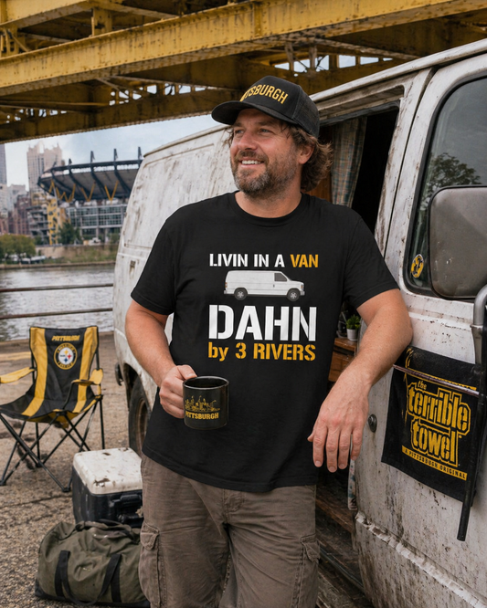 Livin in a Van Down by 3 Rivers Shirt | Pittsburgh 3 Rivers Tee | Funny Yinzer SNL-Inspired Humor