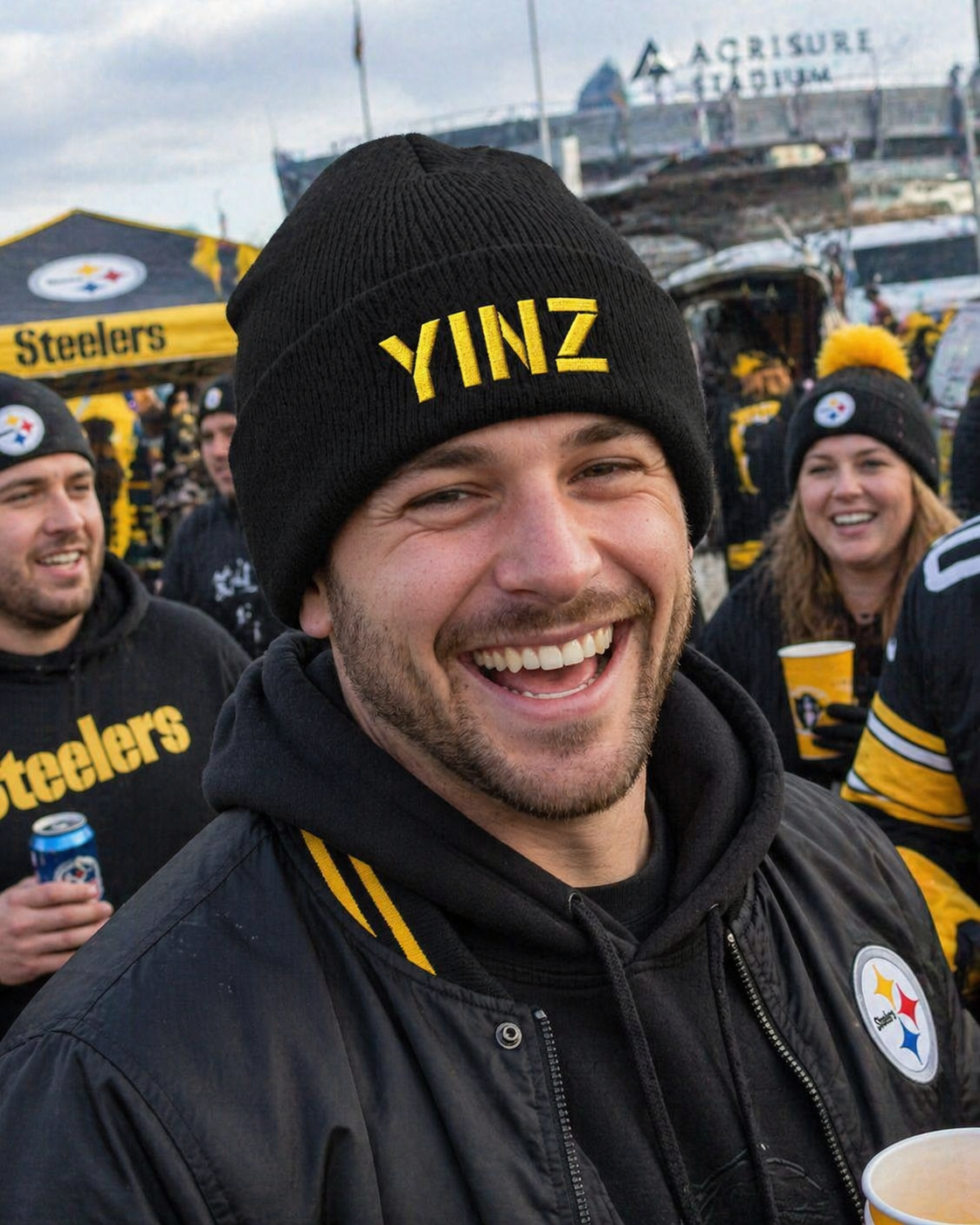 YINZ Embroidered Beanie Hat | Pittsburgh Knit Beanie | Gold Embroidered Yinz | Yinzer Winter Hat | Steel City Gift | Pittsburghese Cap