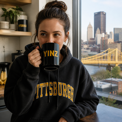 YINZ Pittsburgh Mug 15oz Black Coffee Mug | Pittsburghese Gift | Yinzer Cup | Steel City Coffee Mug | PA Pride
