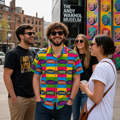 Yinzer Pickle Hawaiian Shirt, Pittsburgh Pop Art Button Up, Funny Pittsburghese Vacation Shirt, Pickle Pattern Party Top