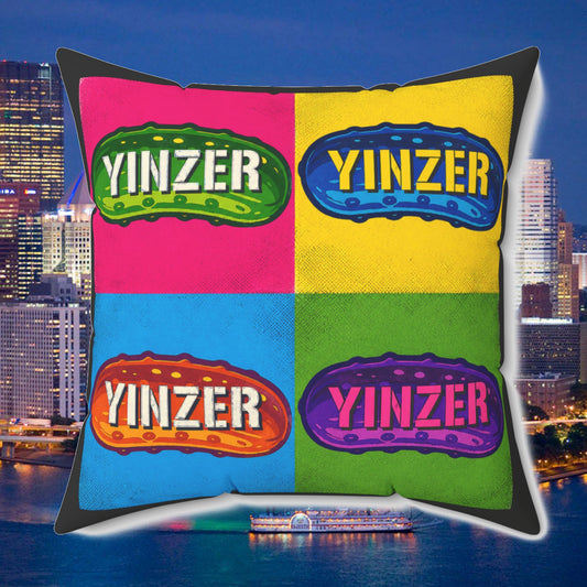 Yinzer Pickle Pop Art Throw Pillow, Pittsburgh Pickle Pillow, Funny Yinzer Decor, Pittsburghese Accent Pillow, Colorful Pickle Lover Gift