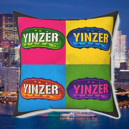 Yinzer Pickle Pop Art Throw Pillow, Pittsburgh Pickle Pillow, Funny Yinzer Decor, Pittsburghese Accent Pillow, Colorful Pickle Lover Gift