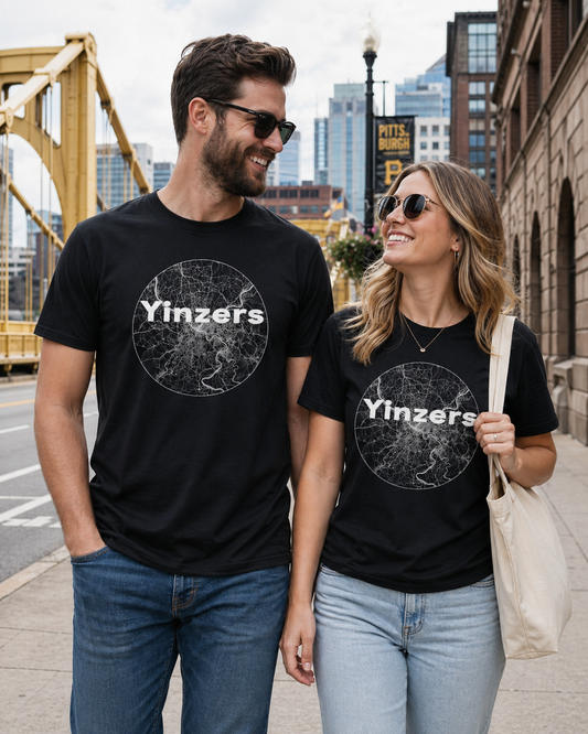 Yinzers Pittsburgh Rivers Map T-Shirt | 3 Rivers Graphic Tee | Yinzer Pride PGH Shirt | Steel City Map Shirt