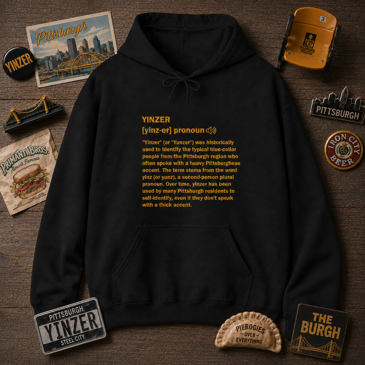Yinzer Definition Hoodie | Pittsburghese Slang Sweatshirt | PGH Steel City Pullover | Yinzer Pride Hoodie | Funny Pittsburgh Gift