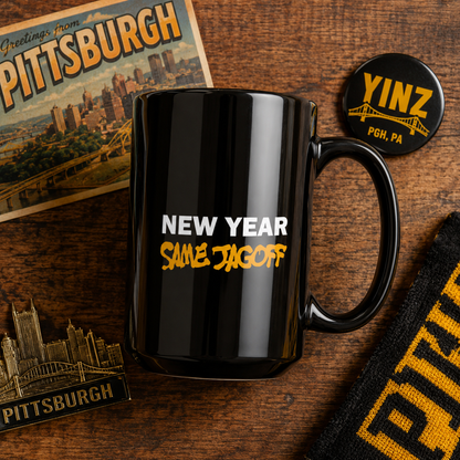 New Year Same Jagoff 15 oz Coffee Mug | Pittsburghese Mug | Funny Pittsburgh Coffee Cup | Yinzer Humor Gift