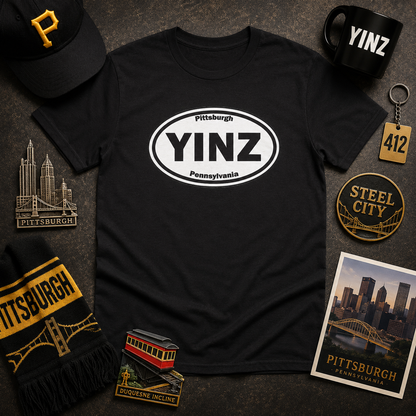 YINZ T-Shirt Pittsburghese Oval Front Graphic | Yinzer Shirt | Steel City Tee | Pittsburgh Pride | Pennsylvania Gift