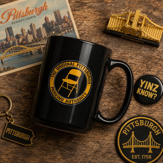 Pittsburgh Parking Authority 15oz Coffee Mug : Original Pittsburgh Parking Authority Chair Emblem | Funny Yinzer Coffee Mug | Steel City Gift